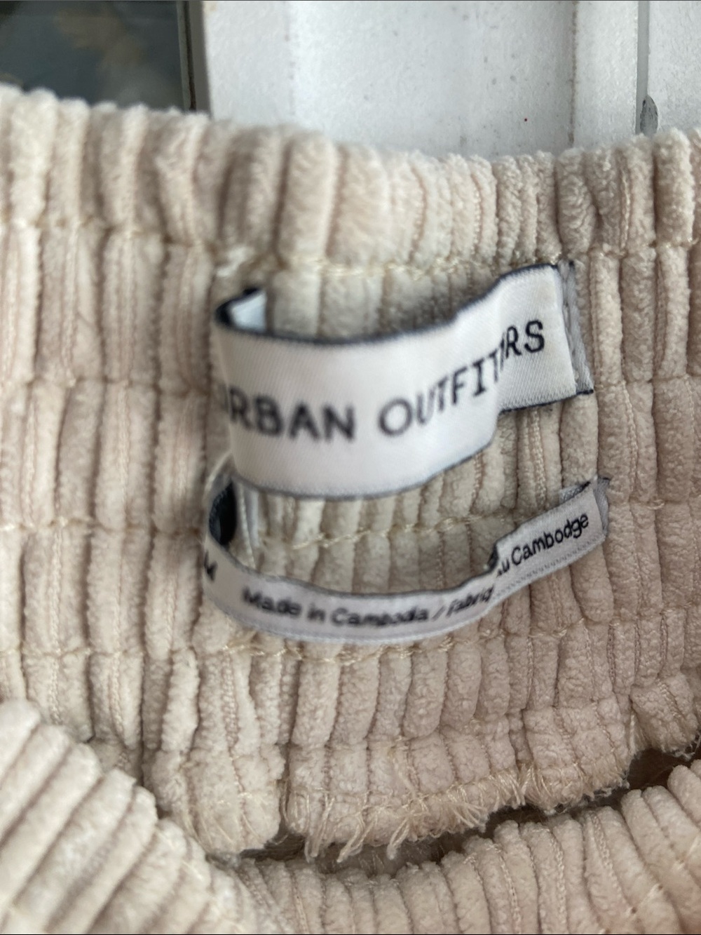 Urban Outfitters Wide Leg Corduroy Cargo Pants in Cream - Picture 2 of 6
